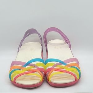 Rainbow wedge sandals